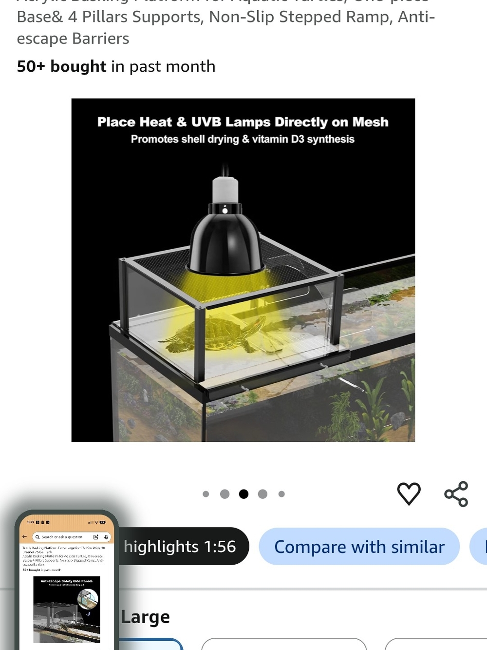 Clear Acrylic Turtle Basking Platform with Ramp - Transparent - Picture 5 of 5